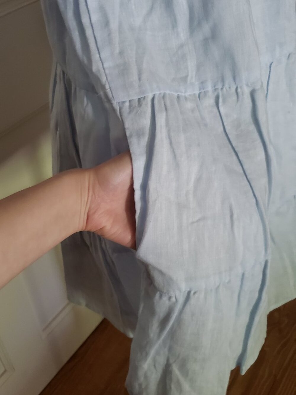 NIA light blue puff sleeve babydoll mini dress - Picture 4 of 9